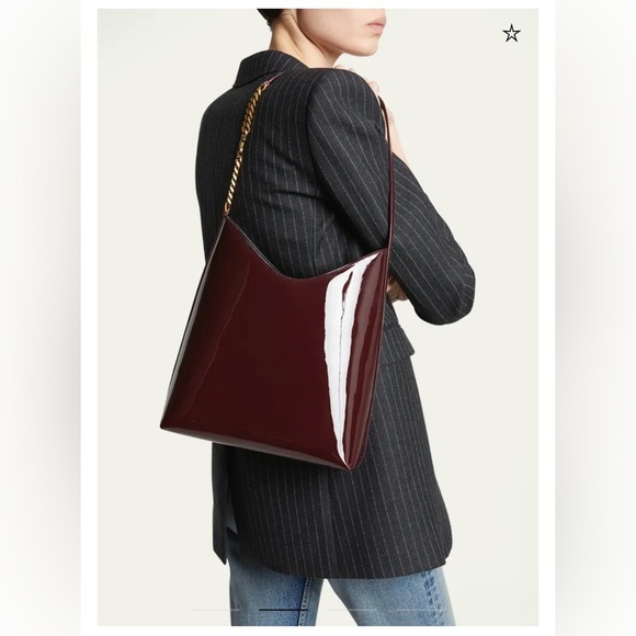 Saint Laurent Burgundy Patent Leather Shoulder Bag - Picture 1 of 15